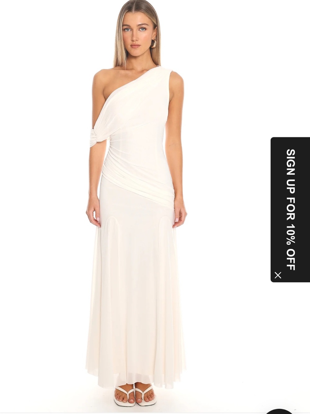 Saints + Secrets One-Shoulder Maxi Dress in Oyster - Engagement Dress